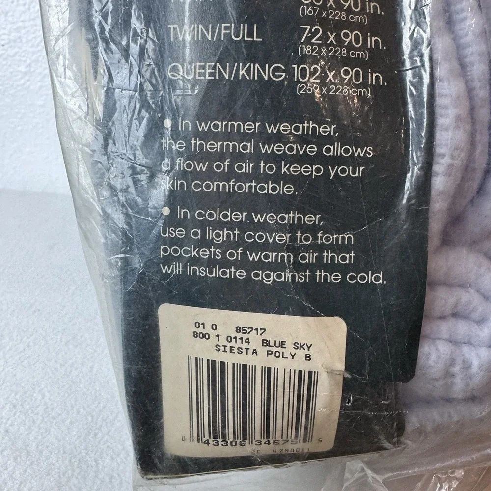 Cannon Siesta Blue Loom Woven Thermal Blanket Satin Trim 72X90 Twin/Full Knit
